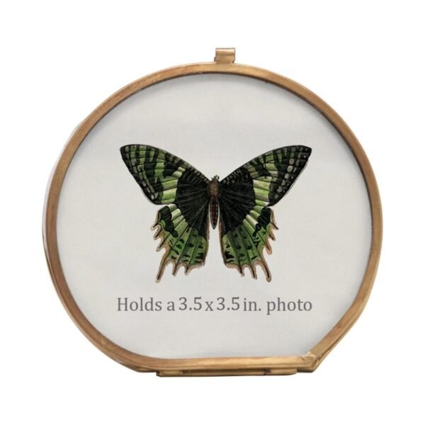 OEM Brass & Glass Photo Frame (Holds 3-1/2" Round Photo) for Memorial Gifts