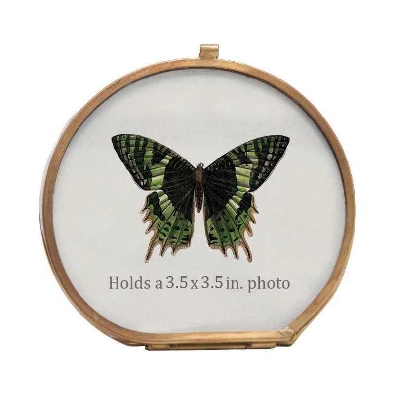 OEM Brass & Glass Photo Frame (Holds 3-1/2" Round Photo) for Memorial Gifts