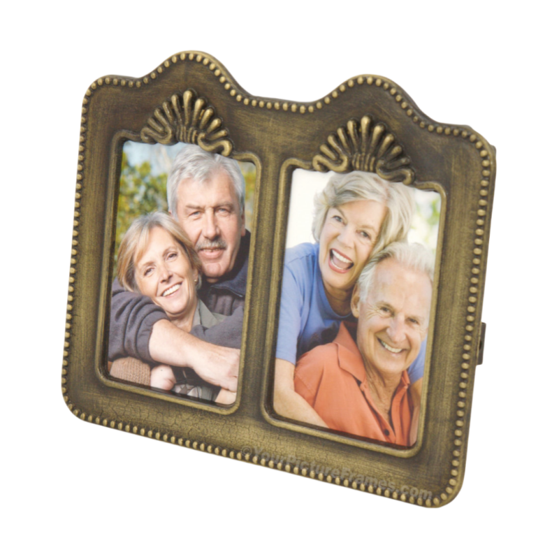 Custom Antique Solid Brass Double Picture Frame for Home Decor