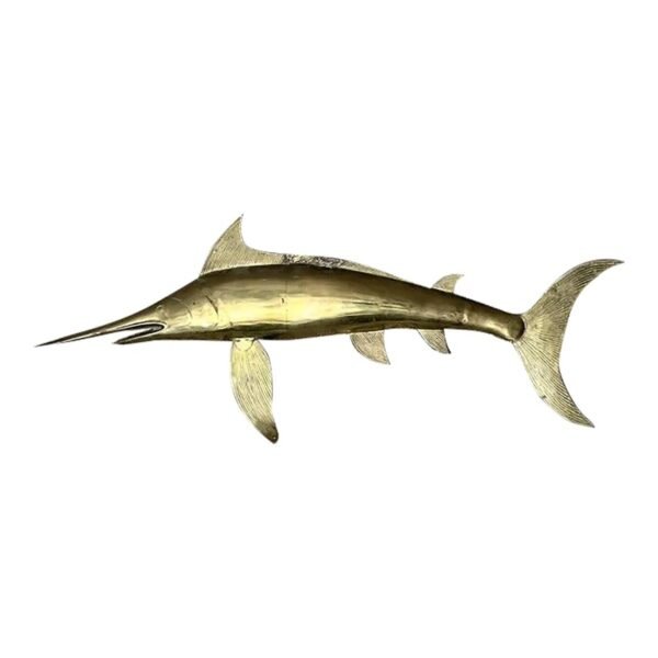 Custom Vintage Brass Coastal Commemorative Marlin for Home Decor