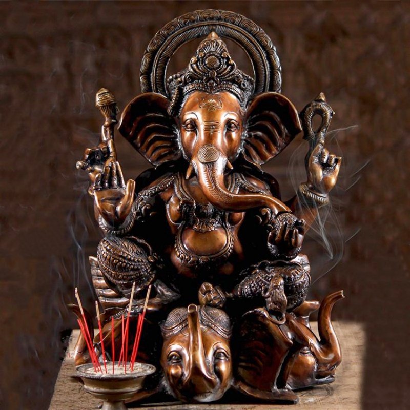 Customized Modern Religious Decoration Large Metal Brass Ganesha Statue Sculpture Bronze of Lord Ganesh Framed