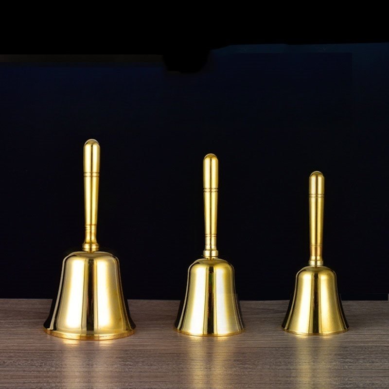 Wholesale Custom Design Brass Bell Antique Golden Silver Bell Hand Bell Custom Print Logo Home Decor
