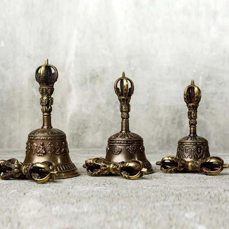 Handmade Tibetan Bronze Buddhism Vajra Dorje Bell Made in Nepal Prayer Bell Tingsha Tibetan Bell