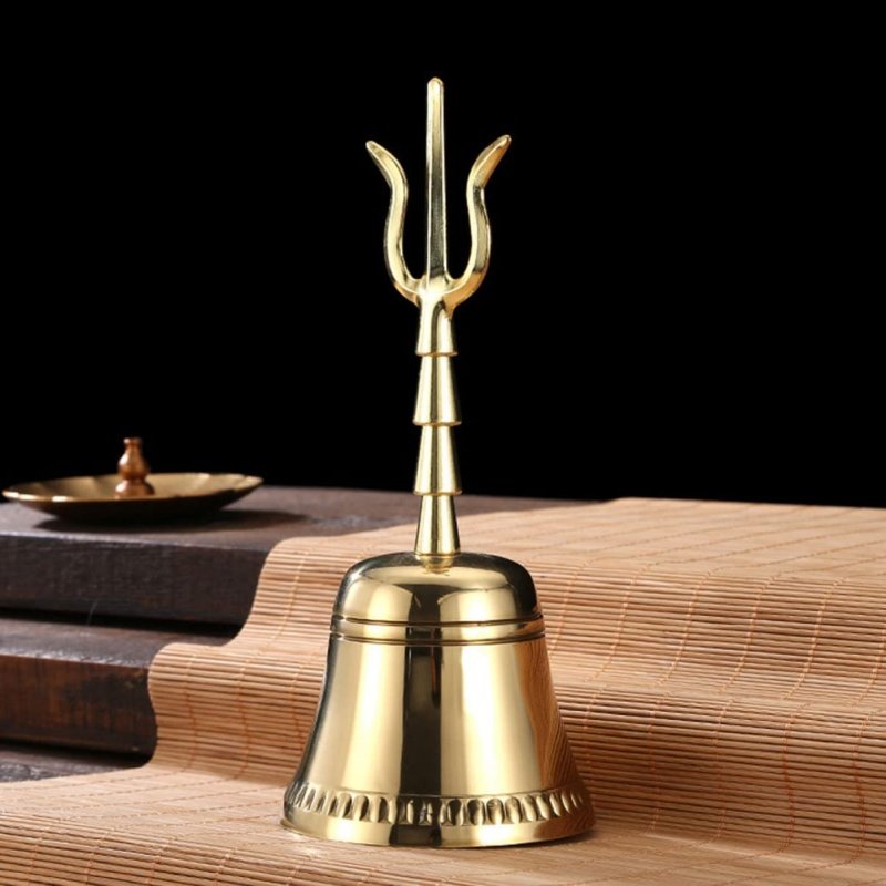 Custom Logo Copper Hand Bells Brass Jingle Wedding Home Decor India Traditional Casting Technique Nautical Church Temple Gift