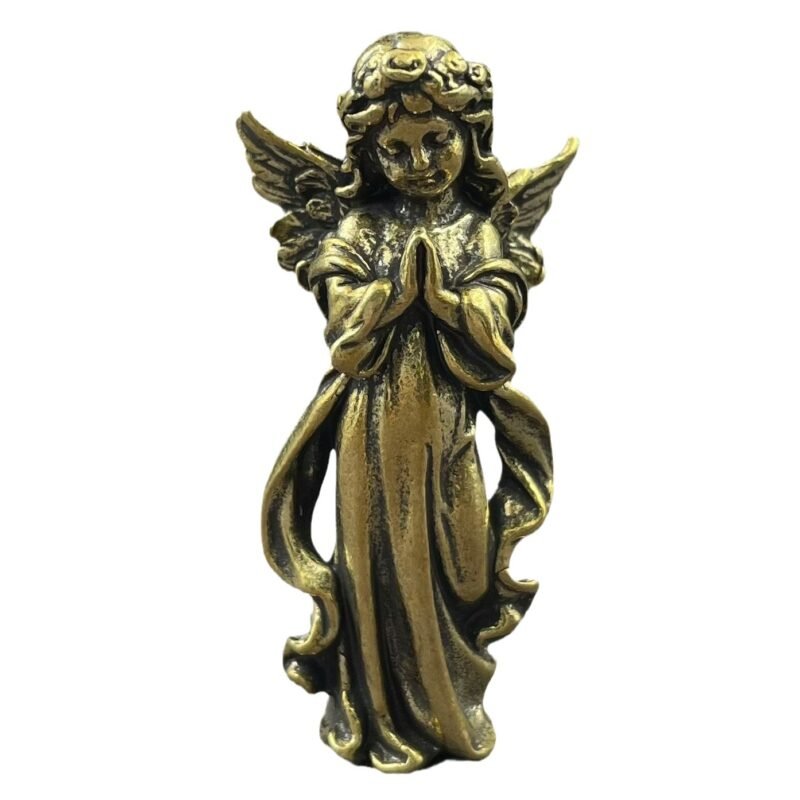 Custom Brass Angel Cupid Statue Vintage Copper Lucky Guardian Angel Figurines Small Ornaments