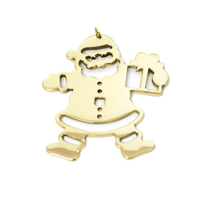 Custom Brass Silhouette Santa Ornament for Home Decor
