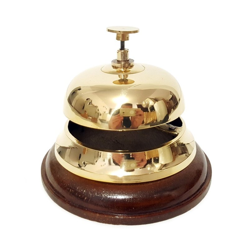 Wholesale New Design Vintage Polished Brass & Wood Hotel Bell Reception Bell for Home Decor