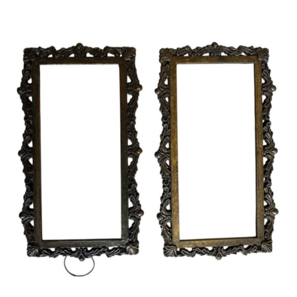 Custom Pair of Ornate Vintage Baroque Photo Frames 11x6 cm Brass Style Frames without Glass or Stand Rococo French Decor