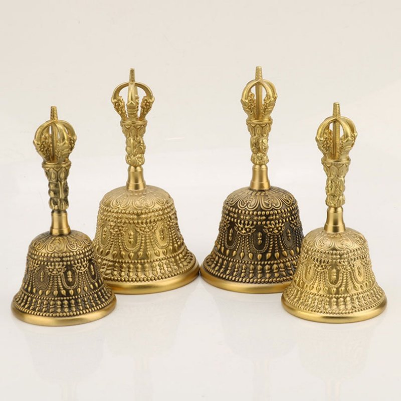 Custom Brass Rattle Bell Hand Rattle Five-Piece Bell for Home Decor or Religious
