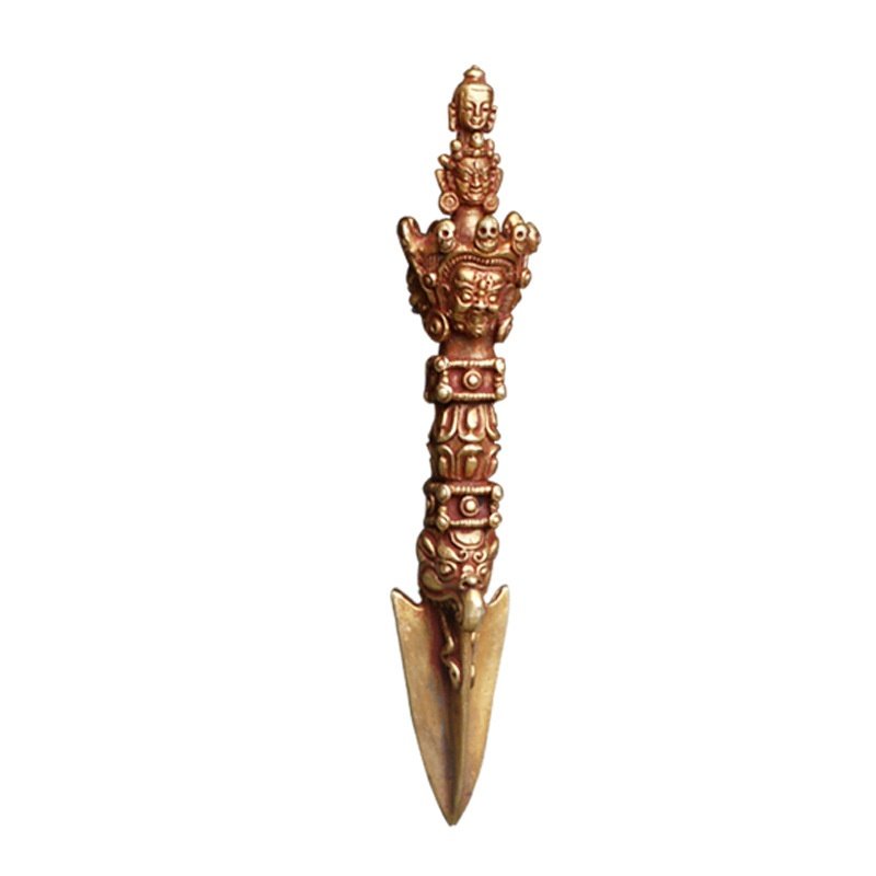 Custom Tibetan Ritual Implements Authentic Nepalese Handmade Small Vajra Copper Gilded Demon-Subduing Pestle Ritual Implement